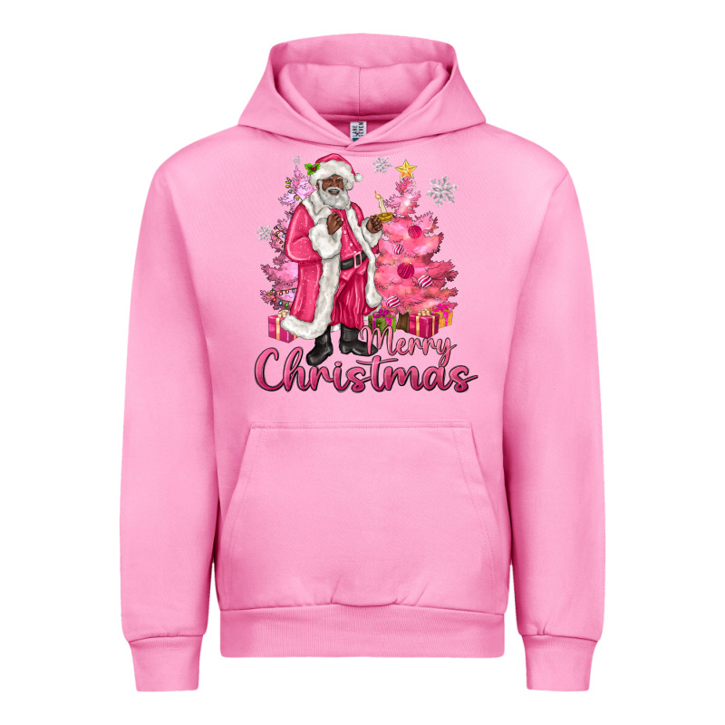 Pink Merry Christmas Black Santa Urban Hoodie by MaliasSmallBusiness | Teevron