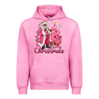 Fuchsia Pink Pink Merry Christmas Black Santa Urban Hoodie - MaliasSmallBusiness