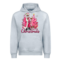 Heather Grey Pink Merry Christmas Black Santa Urban Hoodie - MaliasSmallBusiness