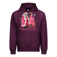 Mauve Wine Pink Merry Christmas Black Santa Urban Hoodie - MaliasSmallBusiness