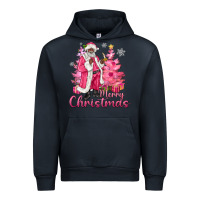 Navy Pink Merry Christmas Black Santa Urban Hoodie - MaliasSmallBusiness