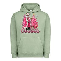 Pigment Oil Green Pink Merry Christmas Black Santa Urban Hoodie - MaliasSmallBusiness