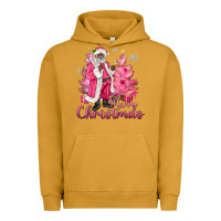 Pigment Peanut Butter Pink Merry Christmas Black Santa Urban Hoodie - MaliasSmallBusiness