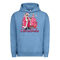 Pigment Pebble Blue Pink Merry Christmas Black Santa Urban Hoodie - MaliasSmallBusiness