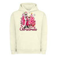 Pigment Pistachio Pink Merry Christmas Black Santa Urban Hoodie - MaliasSmallBusiness