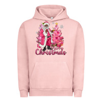 Pigment Salmon Pink Merry Christmas Black Santa Urban Hoodie - MaliasSmallBusiness