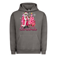 Pigment Tornado Pink Merry Christmas Black Santa Urban Hoodie - MaliasSmallBusiness