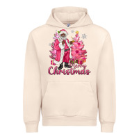 Sandshell Pink Merry Christmas Black Santa Urban Hoodie - MaliasSmallBusiness