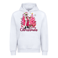 White Pink Merry Christmas Black Santa Urban Hoodie - MaliasSmallBusiness
