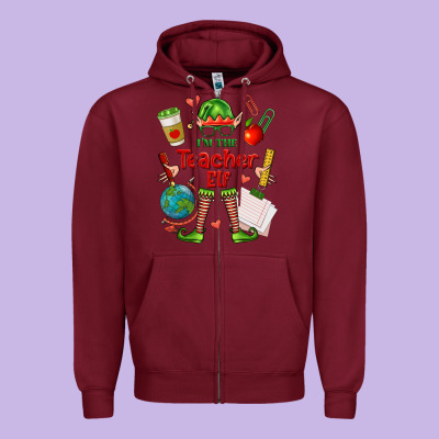 Im The Teacher Elf Zipper Hoodie Designed By Fadigitalartstudio