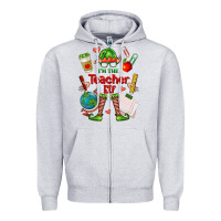 Heather Grey im the teacher elf Zipper Hoodie - FaDigitalArtStudio