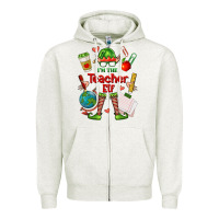 Oatmeal Heather im the teacher elf Zipper Hoodie - FaDigitalArtStudio