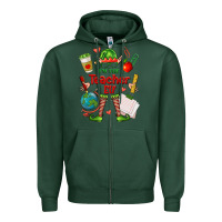 Sports Green im the teacher elf Zipper Hoodie - FaDigitalArtStudio