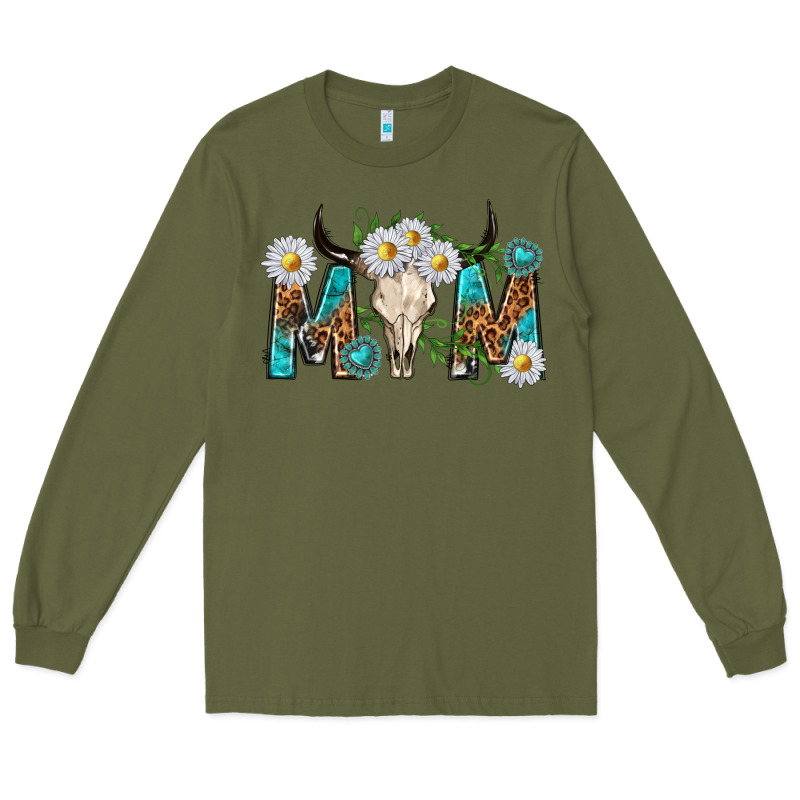 Mom With Bull Skull Long Sleeve Tee by texasbilliewilder | Teevron
