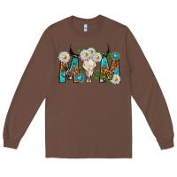 Chestnut mom with bull skull Long Sleeve Tee - texasbilliewilder