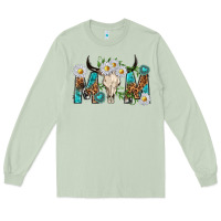 Matcha mom with bull skull Long Sleeve Tee - texasbilliewilder