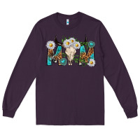Plum mom with bull skull Long Sleeve Tee - texasbilliewilder
