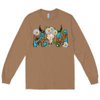 Toasted Coconut mom with bull skull Long Sleeve Tee - texasbilliewilder
