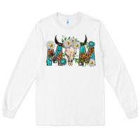 White mom with bull skull Long Sleeve Tee - texasbilliewilder