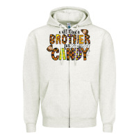 Oatmeal Heather Will Trade Brother For Candy Zipper Hoodie - CowhideDigitalArt