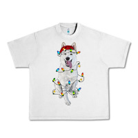 Lunar Rock Christmas White Shepherd With Christmas Lights Urban Heavy Tee - RanaPortraitStore