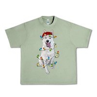 Oil Green Christmas White Shepherd With Christmas Lights Urban Heavy Tee - RanaPortraitStore