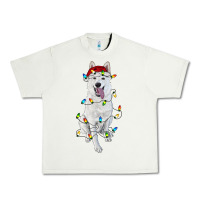 Pistachio Christmas White Shepherd With Christmas Lights Urban Heavy Tee - RanaPortraitStore