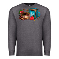 Charcoal Heather donut coffee strawberry Premium Sweatshirt - AdoDesignShop
