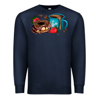 Navy donut coffee strawberry Premium Sweatshirt - AdoDesignShop