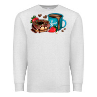 Oatmeal Heather donut coffee strawberry Premium Sweatshirt - AdoDesignShop