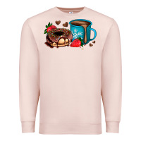 Pale Pink donut coffee strawberry Premium Sweatshirt - AdoDesignShop
