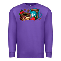 Purple donut coffee strawberry Premium Sweatshirt - AdoDesignShop