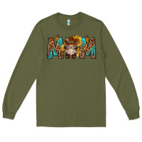 Army Green mom with bull skull Long Sleeve Tee - texasbilliewilder