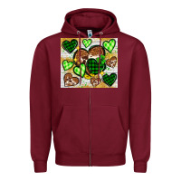 Burgundy St. Patrick's Day hearts tumbler Zipper Hoodie - Neo Western