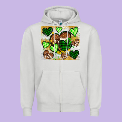 St. Patrick's Day Hearts Tumbler Zipper Hoodie Designed By Neo Western