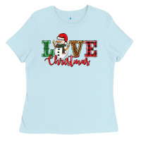 Baby Blue love christmas snowman Ladies Tee - BarkalooDesign