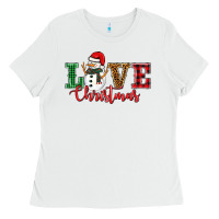White love christmas snowman Ladies Tee - BarkalooDesign