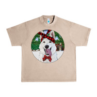 French Oak Christmas White Shepherd With Cowhide Urban Heavy Tee - RanaPortraitStore
