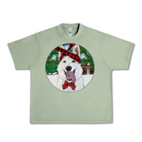 Oil Green Christmas White Shepherd With Cowhide Urban Heavy Tee - RanaPortraitStore