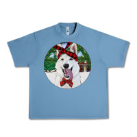 Pebble Blue Christmas White Shepherd With Cowhide Urban Heavy Tee - RanaPortraitStore