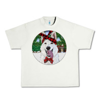 Pistachio Christmas White Shepherd With Cowhide Urban Heavy Tee - RanaPortraitStore