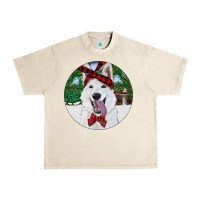 Sandshell Christmas White Shepherd With Cowhide Urban Heavy Tee - RanaPortraitStore