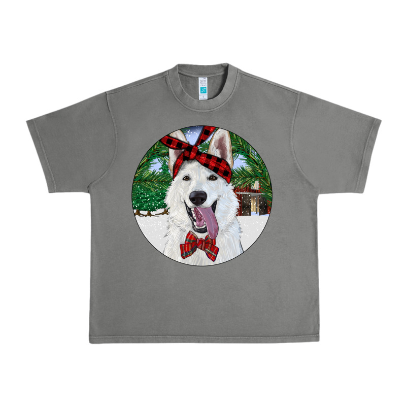 Christmas White Shepherd With Cowhide Urban Heavy Tee by RanaPortraitStore | Teevron