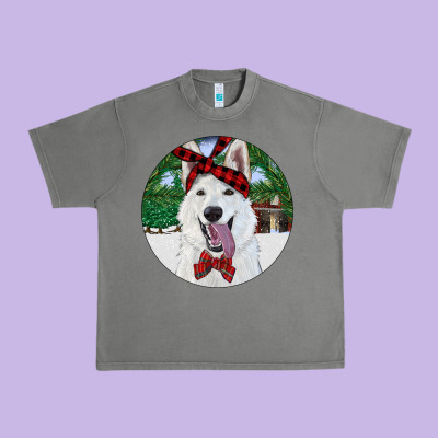 Christmas White Shepherd With Cowhide Urban Heavy Tee Designed By Ranaportraitstore