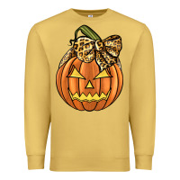 Antique Gold Leopard Ribbon Halloween Pumkin Premium Sweatshirt - JahusDesignShop