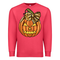 Cardinal Leopard Ribbon Halloween Pumkin Premium Sweatshirt - JahusDesignShop