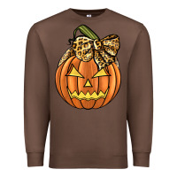 Chestnut Leopard Ribbon Halloween Pumkin Premium Sweatshirt - JahusDesignShop