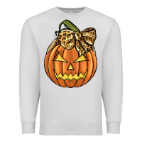 Dove Grey Leopard Ribbon Halloween Pumkin Premium Sweatshirt - JahusDesignShop