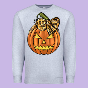 Leopard Ribbon Halloween Pumkin Premium Sweatshirt Designed By Jahusdesignshop