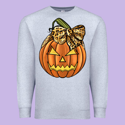 Leopard Ribbon Halloween Pumkin Premium Sweatshirt Designed By Jahusdesignshop